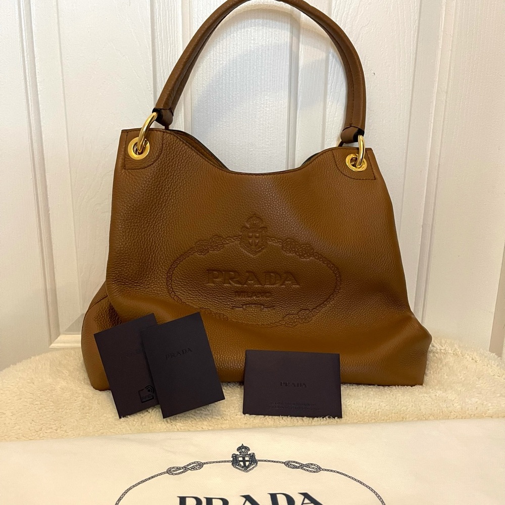 Prada Brown Leather Hobo Bag